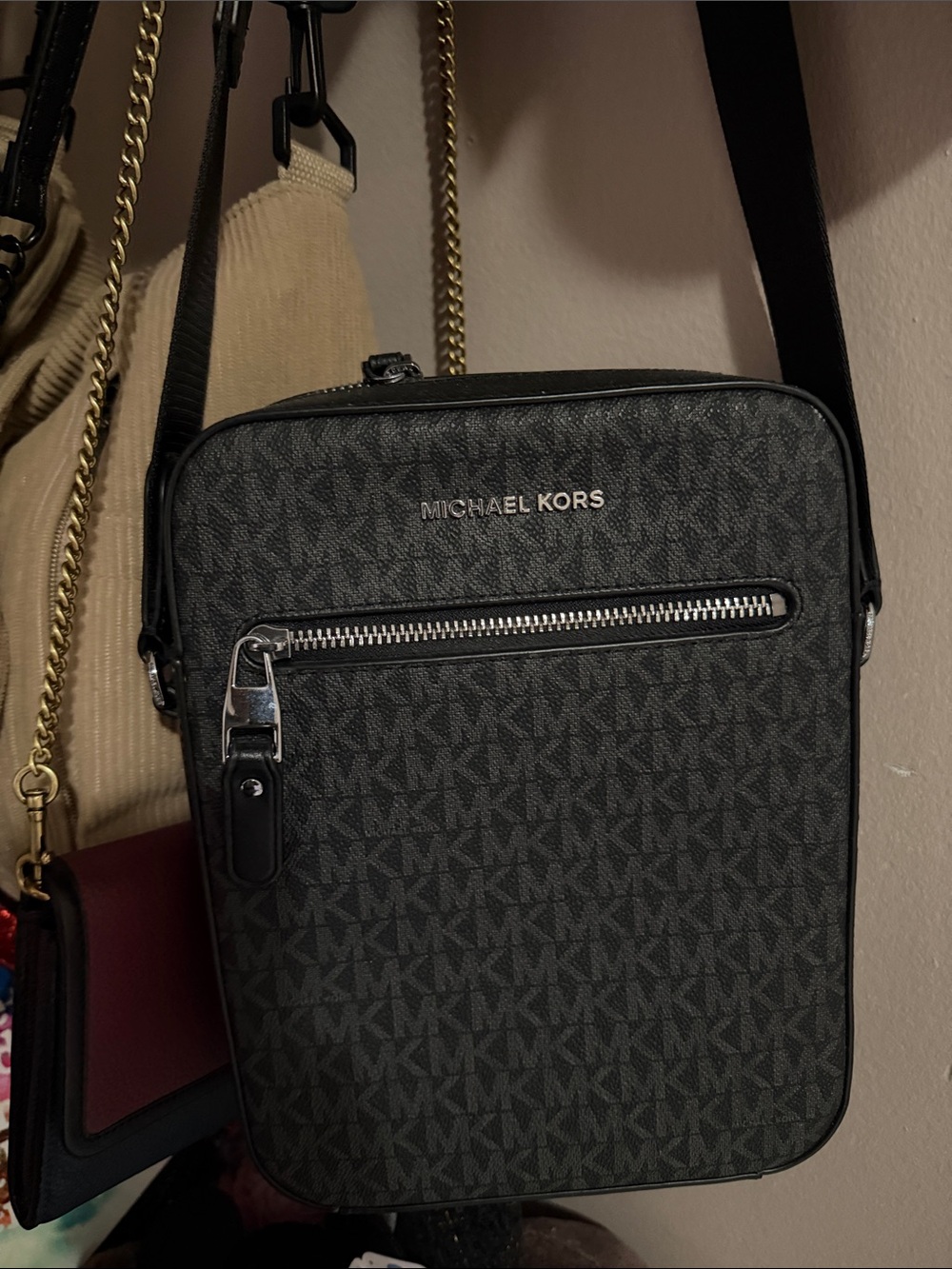 Michael Kors Dark Gray/Black MK Monogram Crossbody Bag